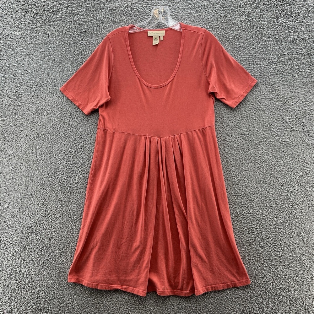 The Territory Ahead Dress Women Large Orange Knit Casual Pleated Relaxed TShirt